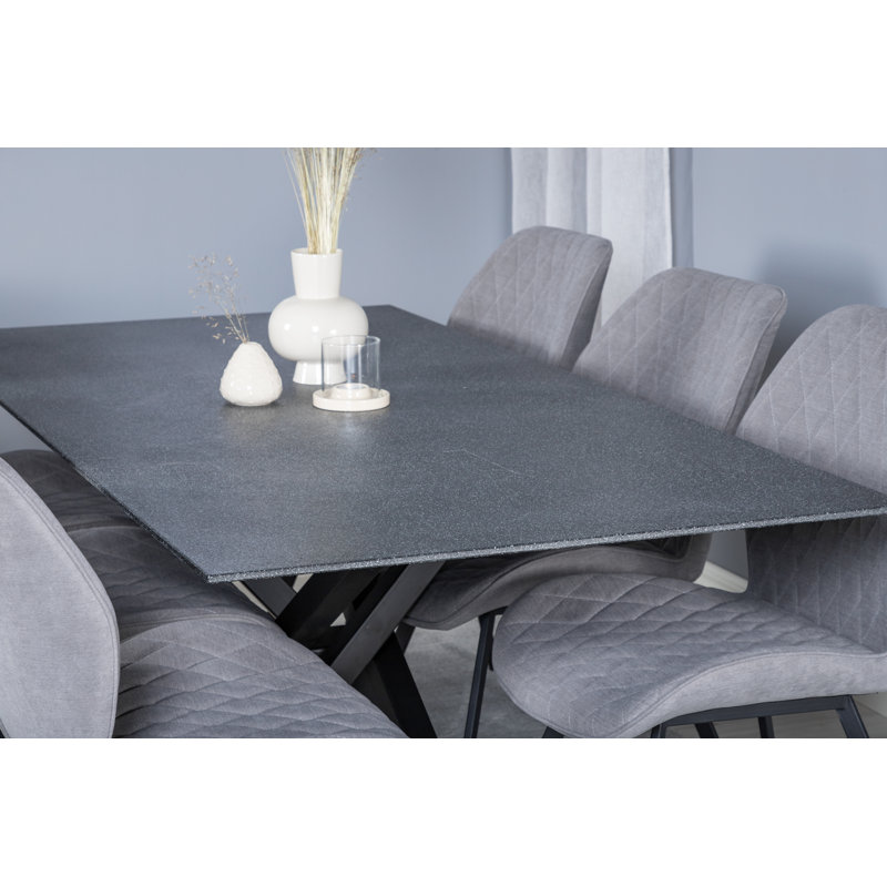 Rowell 6 - Person Dining Set, Black, Grey