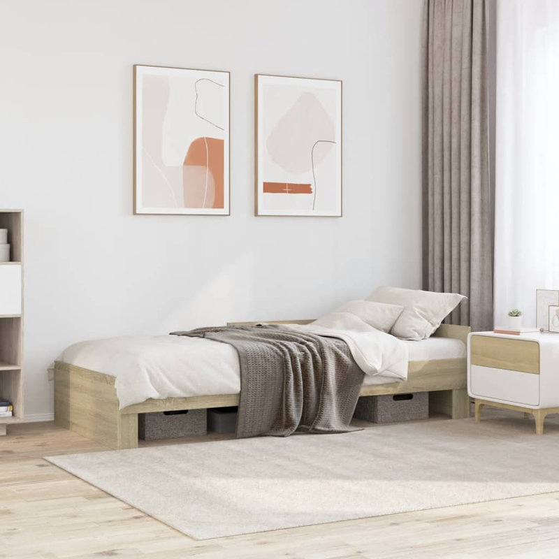 Bed Frame Without Mattress Engineered Wood, 203 x 102 cm, Sonoma oak