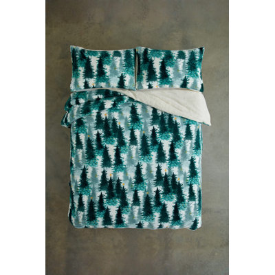 Christmas Tree Fleece Duvet Cover Set With Cosy Sh Fleece / Microfiber Geometric Duvet Cover Set with Pillowcases
