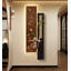 Décoration murale verticale à DEL avec de la verdure artificielle et du rotin-931208869