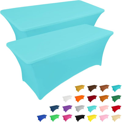  2 Pack Spandex Table Cloth for Rectangular Fitted Events Stretch Table Covers Washable Cover Spandex Tablecloth Protector for Party, Wedding, Cocktail, Banquet, Festival
