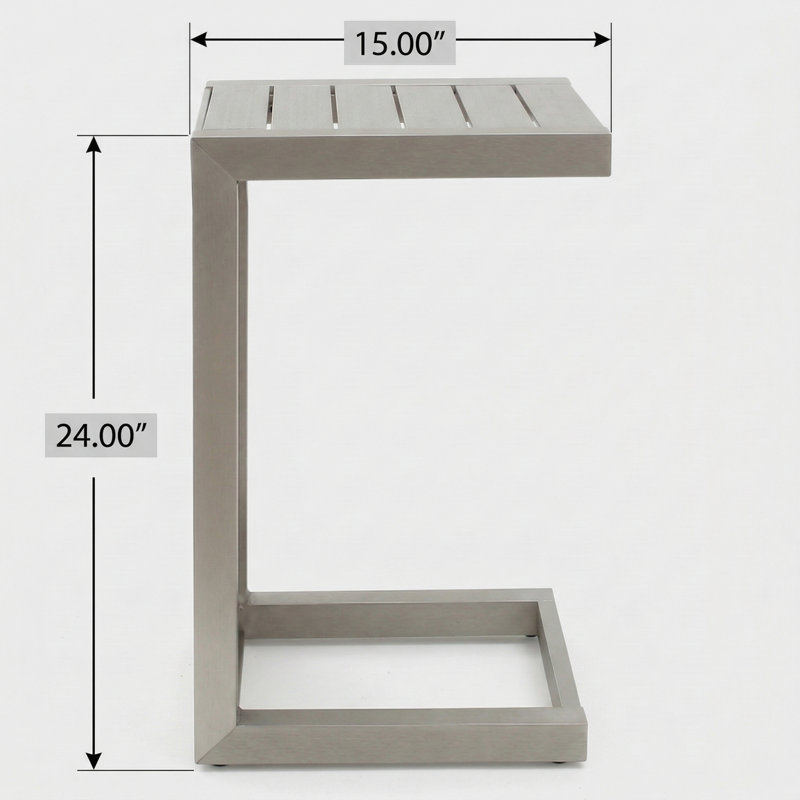 C-shaped end table from the Cape Coral Alu collection., Brown