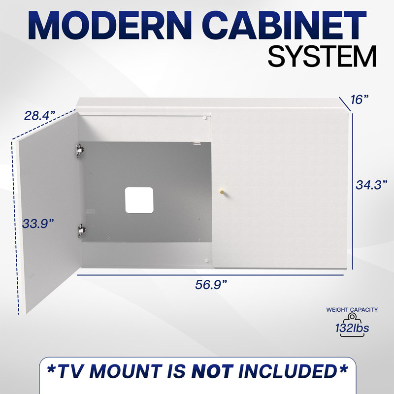 VIVO White TV Cabinet for Motorized Vertical Lift, Holds 32 to 55 inch TVs, White