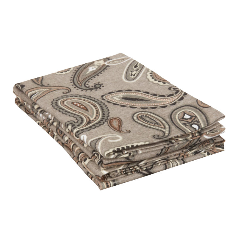 100% Cotton Flannel Paisely Pillowcase, Gray, Standard