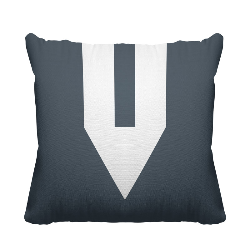 Coussin décoratif intérieur / extérieur en forme de V Sherman, gris, L 15 po x H 15 po