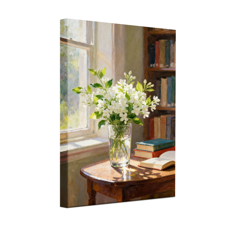 Plantes et fleurs, livres de fenêtre ensoleillés et fleurs, nature morte, H 18 po x l 12 po