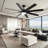 72 Inch Large Ceiling Fans With Lights And Remote, Indoor/Outdoor Black Modern Ceiling Fan For Kitchen Living Room Patio, 6 Speed Reversible Quiet Dc Motor, Dual Finish 8 Blades
