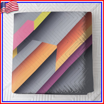 Layered Geometric Shapes Quilted Bedspread All Sizes