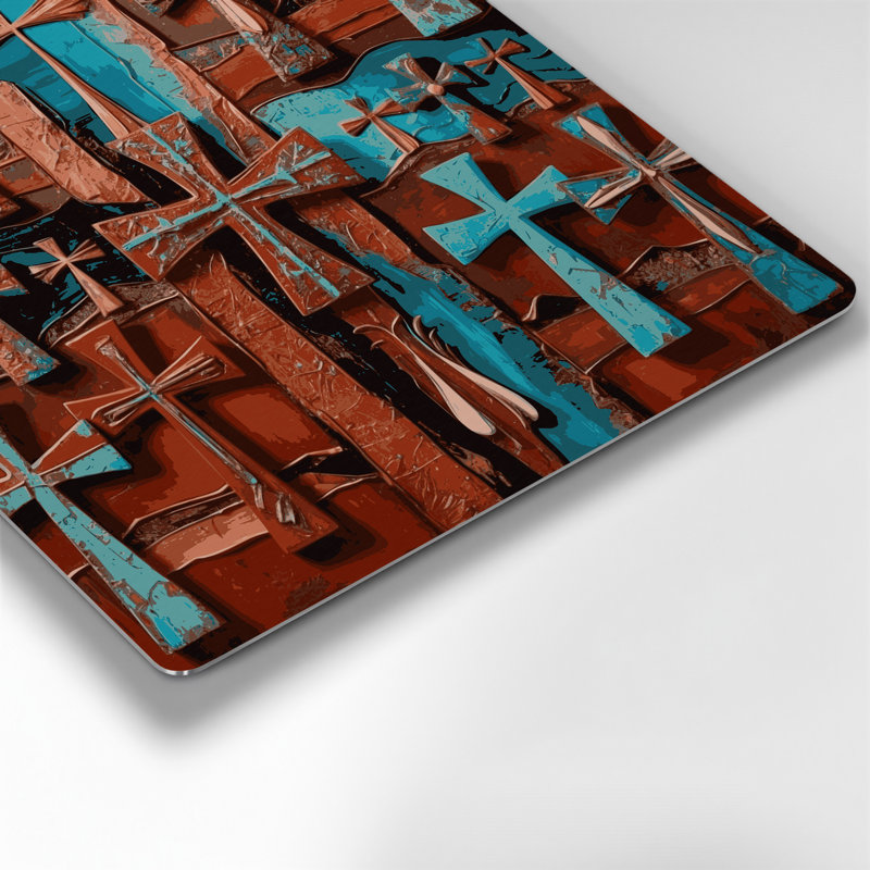 «Southwestern Patterns» Apache Crosses 201, art mural en métal brun, H 16 po x l 16 po