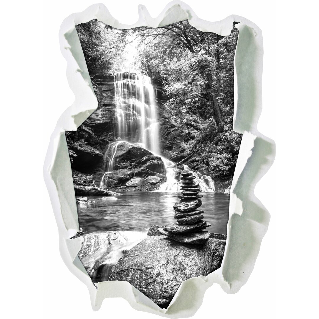 Wandtattoo Zen-Steine vor Wasserfall