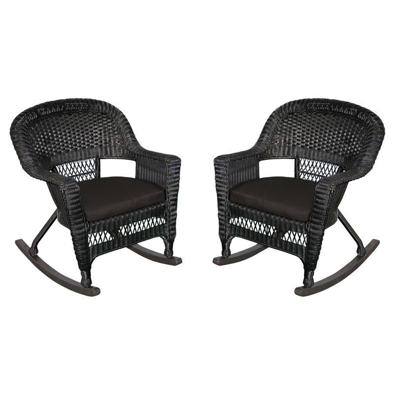 Chaise berçante en osier Raenesha, Noir, Noir