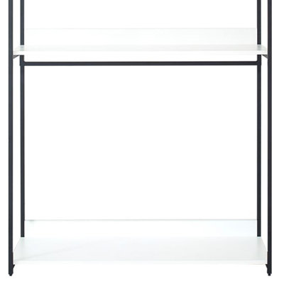 Système d'organisation modulaire Cox, 3 larges tablettes blanches et cadre en métal noir