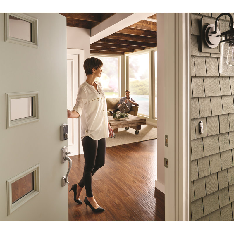 Accent Electronic Door Lever with Camelot Rosette