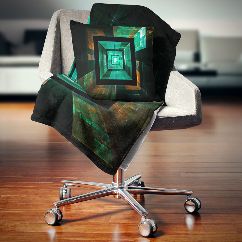 Deep Green Infinite Cube - Abstract Printed Pillow, 18" x 18", Throw Pillow