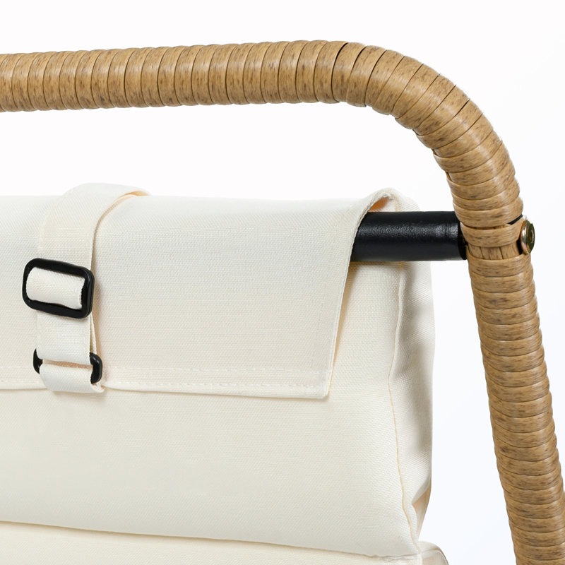 Méridienne pliante d'extérieur 2 pièces avec dossier et coussin réglables et appui-tête amovible