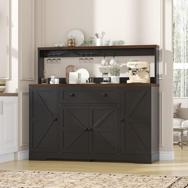 Buffet de rangement avec tiroirs et station de charge Hutch, Noir