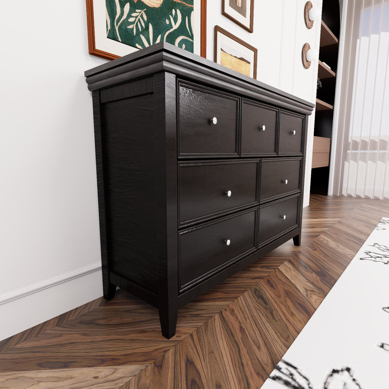 Commode 7 tiroirs, commode garde-robe et commode à tiroirs, armoire de rangement noire moderne