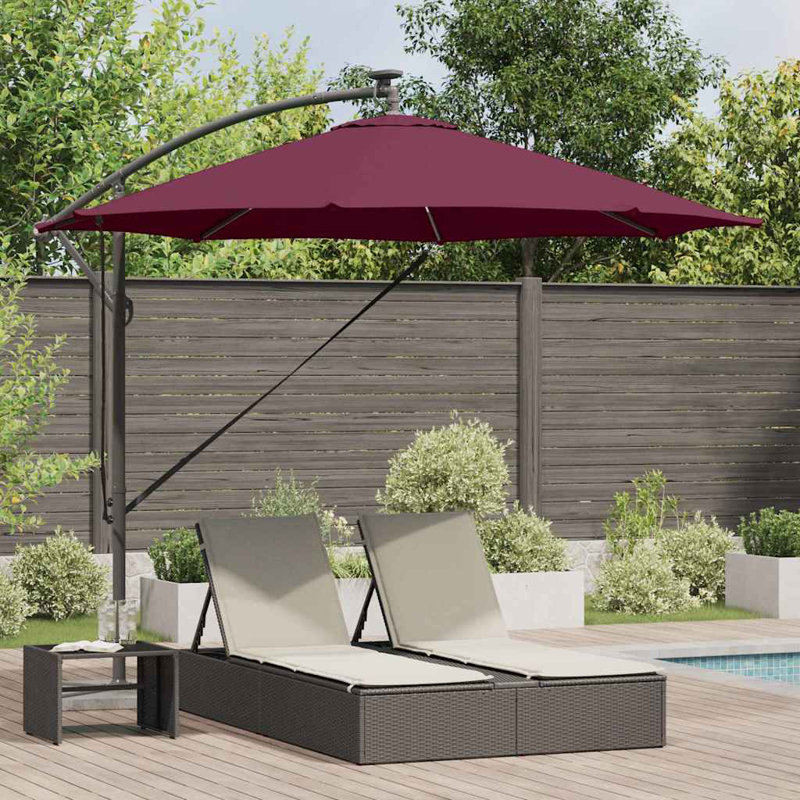 Umbrella with LED Strip Lights Polyester and Aluminium Outdoor Parasol, 248cm H x 294cm W x 294cm D, Red