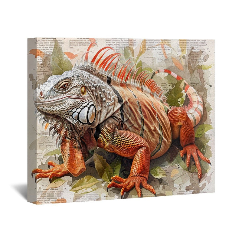Illustration de toile Iguana - Décoration murale faune, H 11 po x l 14 po