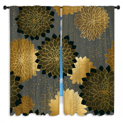 Rideaux à motif floral et voilage obscurcissant - 2 panneaux
