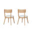 Ensemble de 2 chaises de salle à manger rembourrées modernes, bois d'hévéa, naturel et beige