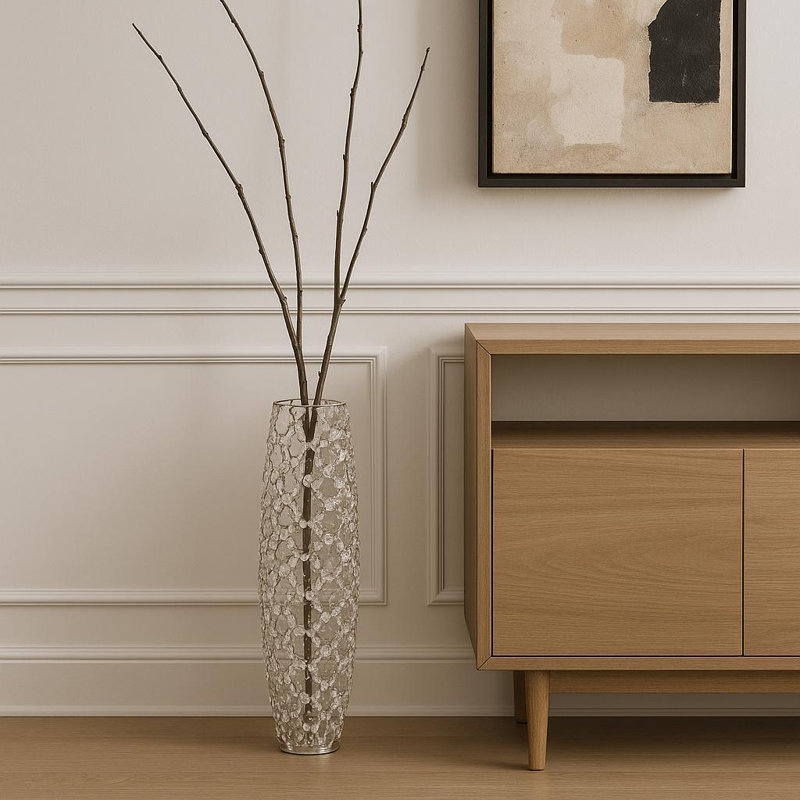Vase de plancher ovale en verre cristal, H 31,5 po x l 9 po x P 9 po