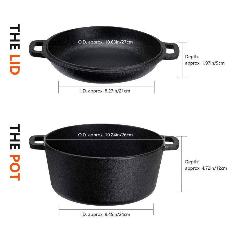 Belfry Kitchen Crewe 4.73 L Non-Stick Cast Iron Round Dutch Oven with Lid