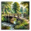 «Countryside Bridge Over Stream» par Rey Klimt, art mural en verre acrylique-1317058705
