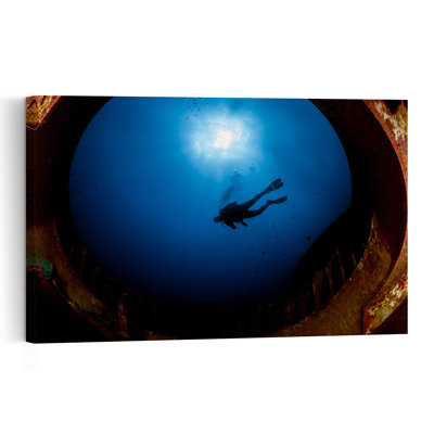 Ocean Window Diver Serene Tranquil Abstract Ocean Landscape Wall Art Print