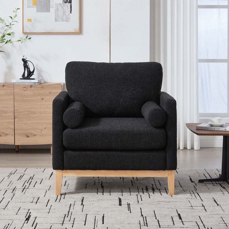Fauteuil d'appoint 35,4 po, Naturel, Noir