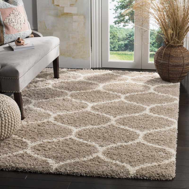 Tapis bleu marine / ivoire Darrold, Rectangle 9 pi x 12 pi, Beige / Ivoire