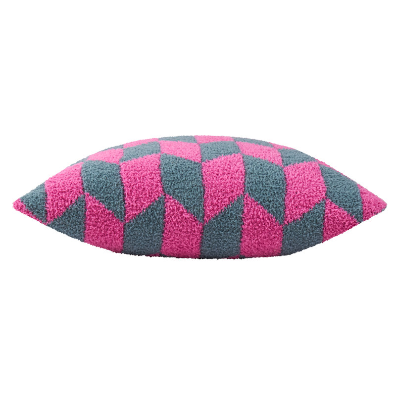 Olsen Geometric Square Throw Pillow Cover, Pink/Green