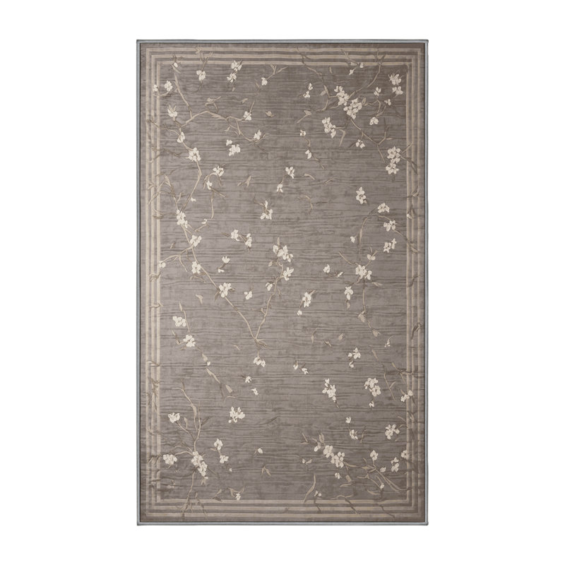 Tapis gris lavable à la machine, Rectangulaire 8 pi x 10 pi