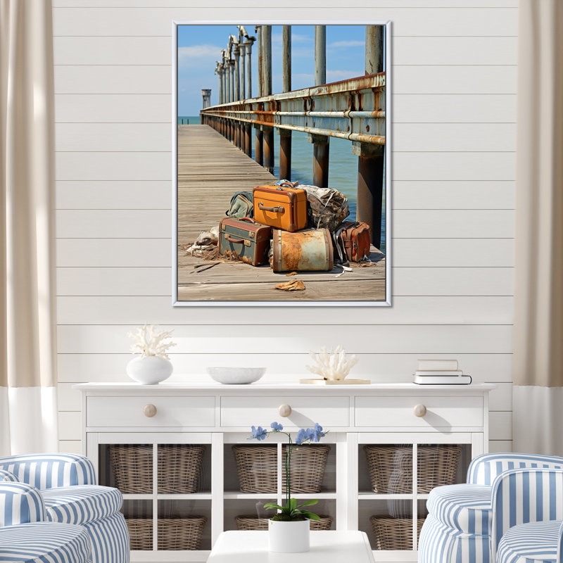 «Pier Weathered Memories IV», reproduction sur toile, Cadre flottant blanc, H 20 po x l 12 po x P 1 po