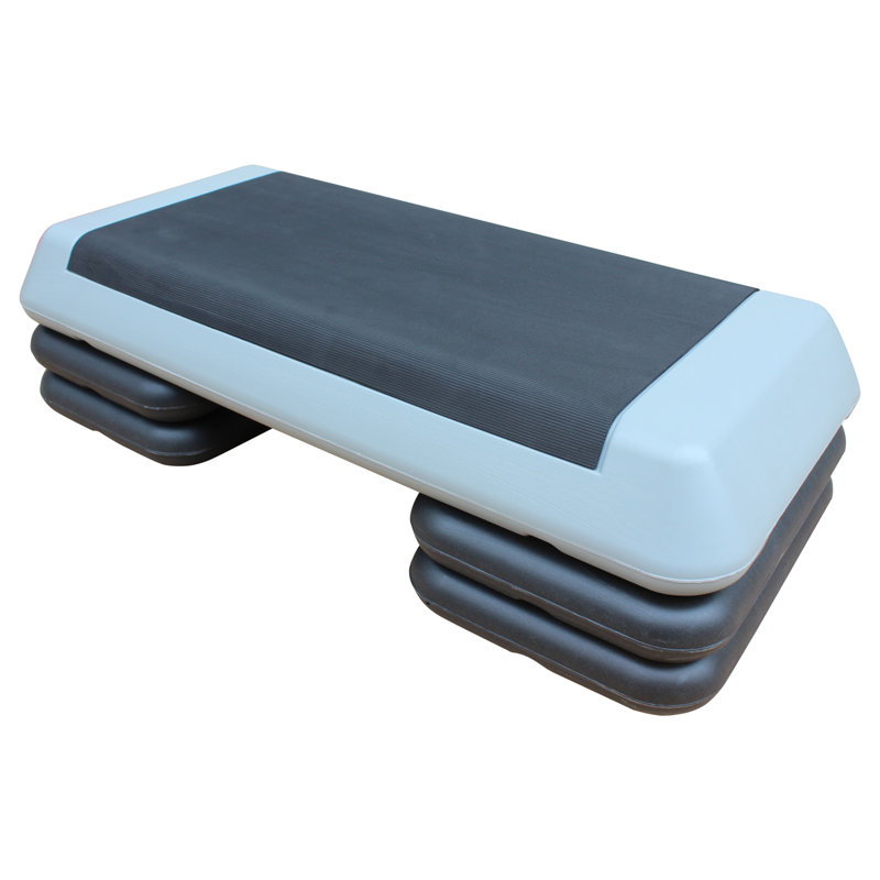 Adjustable Aerobic Stepper - Fitness Exercise Step Platform Trainer With 4 Risers For Home & Gym, Gray