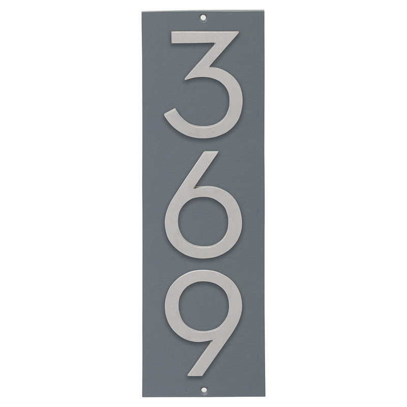 Plaque d’adresse murale flottante linéaire, Gris, Aluminium brossé, Oui