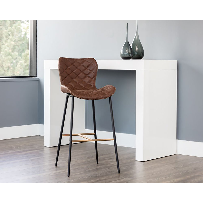 Lyla Barstool - Antique Brown, Antique Brown Faux Leather, Bar Stool (30” Seat Height)
