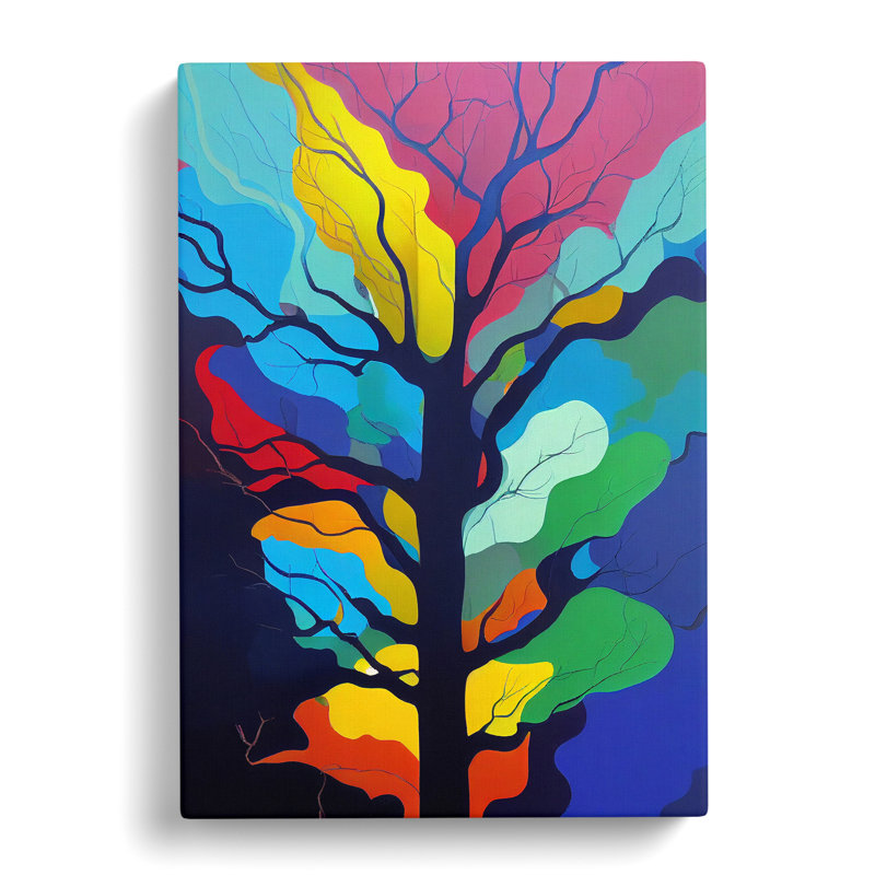 Colourful Abstract Tree No.1 - Wrapped Canvas, 76cm H x 50cm W