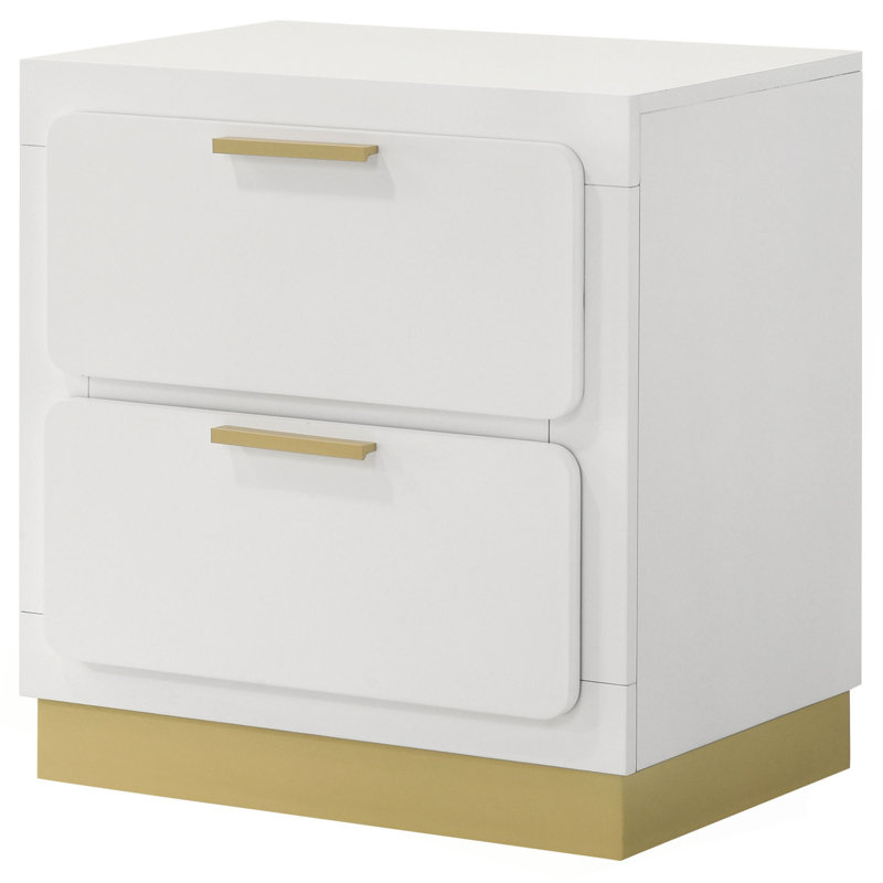 Table de chevet 2 tiroirs Sophia, Blanc