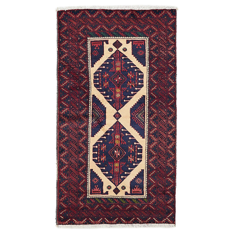 Tapis rouge Baluch 3 pi 3 po x 5 pi 11 po Baluch