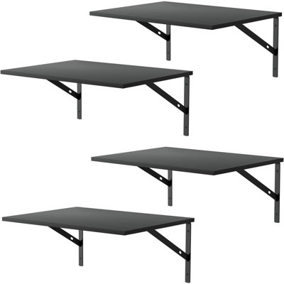 Deep Floating Wall Shelves Set Of 4, 12 Inch Wide Wood Shelves For Bathroom, Bedroom, Kitchen, Living Room, Sturdy Steel Brackets & Easy Installation