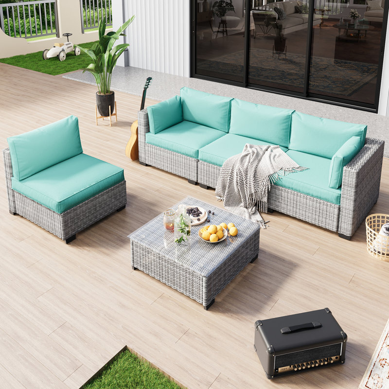 𝗣𝗿𝗲- 𝗮𝘀𝘀𝗲𝗺𝗯𝗹𝗲𝗱 𝗖𝗵𝗮𝗶𝗿𝘀, Rattan Patio Furniture Sets Outdoor Sectional Conversation Sofa With Thick Cushions For Seating