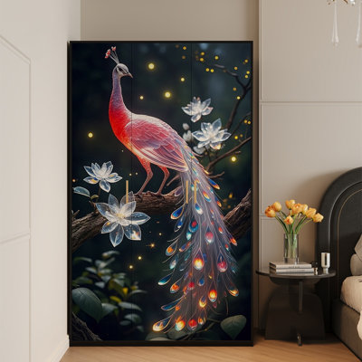 Fashionable Peacock Painted Wardrobe