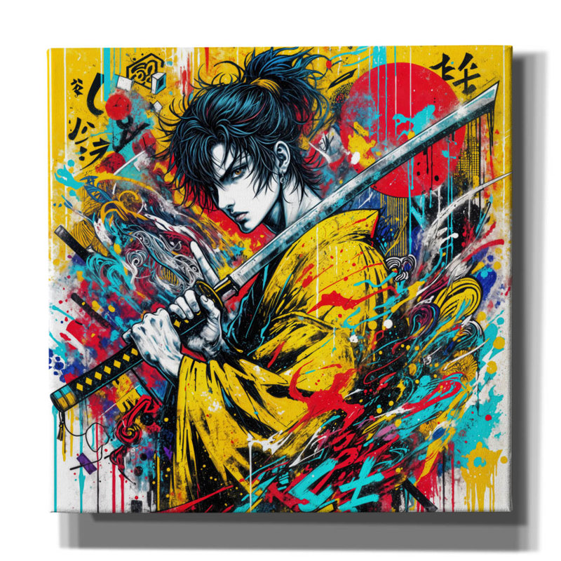  «Katana Warrior 3» par Rey Klimt, art mural sur toile, H 18 po x l 18 po