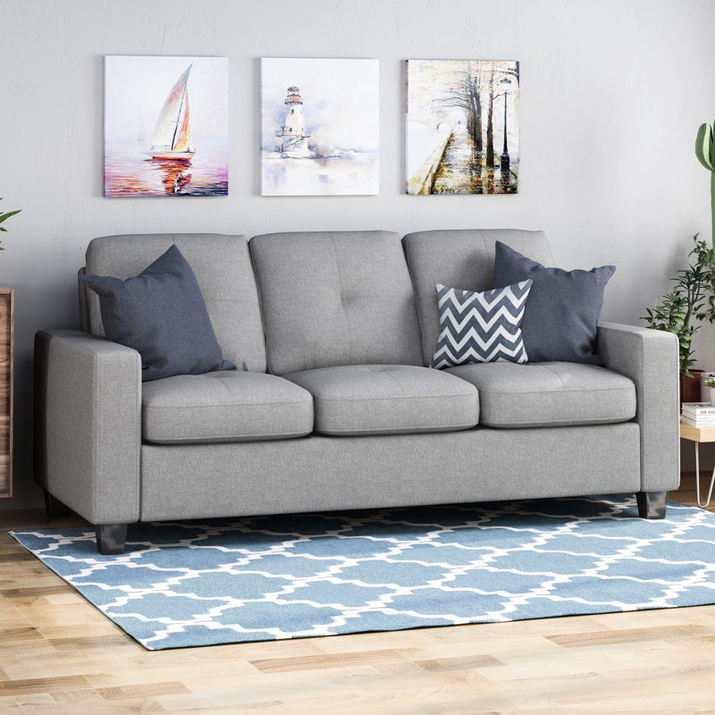 Three With Wood Legs - Grey Fabric Living Room Relax Seat Tempting Space