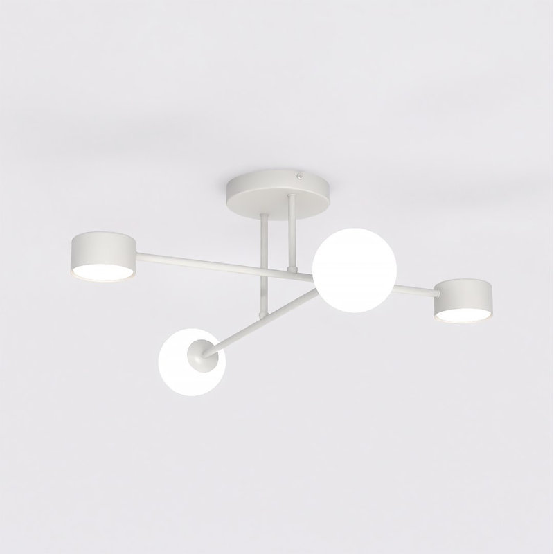 Glass Flush Mount, Gray, 4 Lights