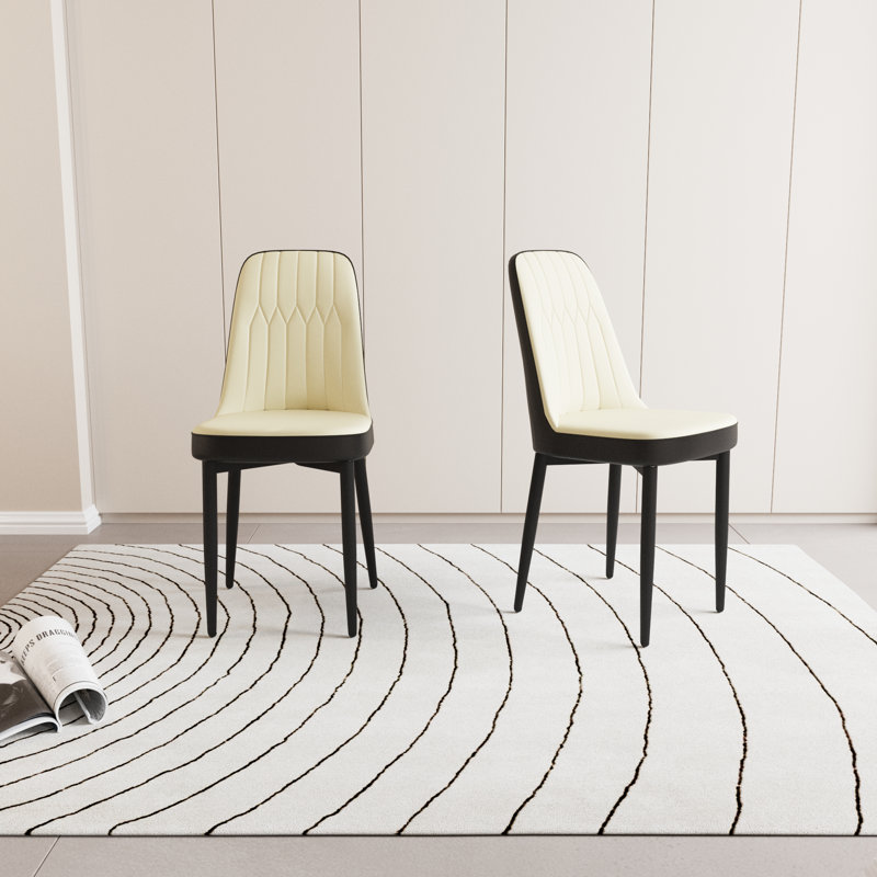 Chaise polyvalente de style Mid-Century - Dossier incurvé, confort ergonomique pour la maison, 2, Beige