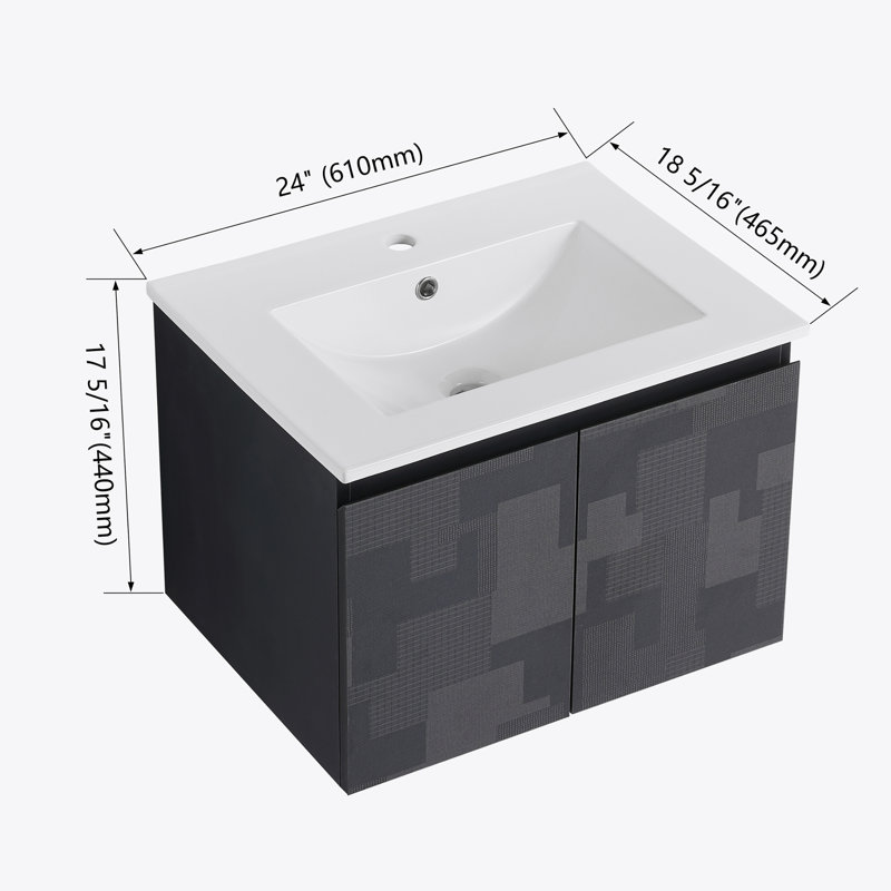 Meuble-lavabo mural 24 po avec lavabo en céramique