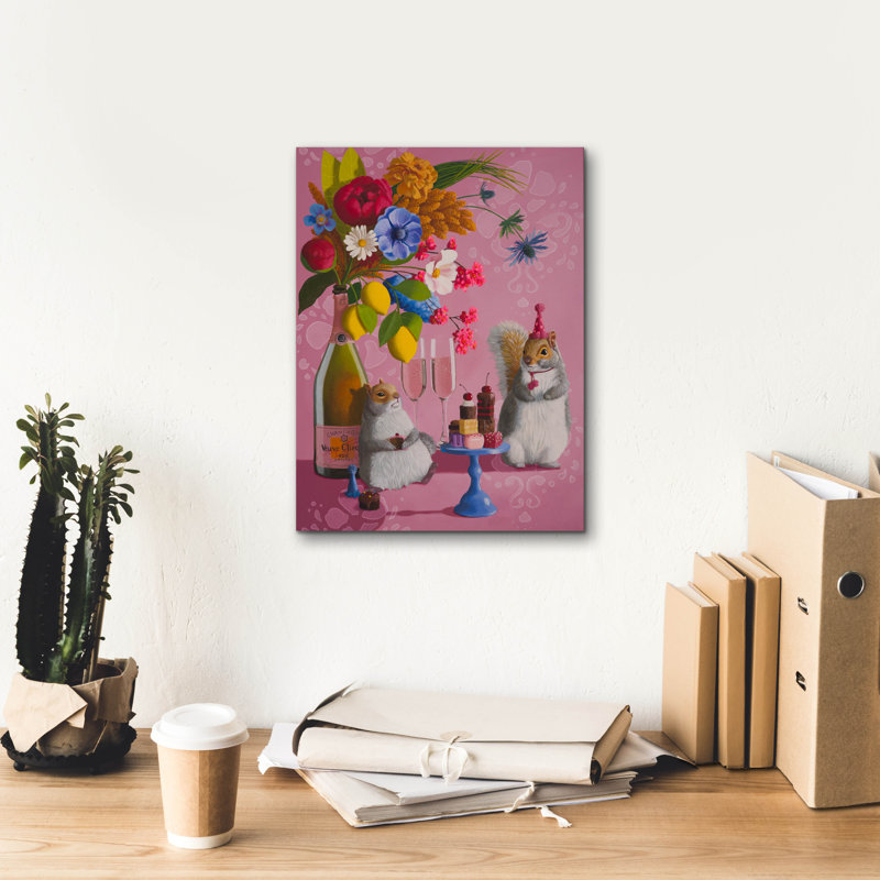 «Epic Graffiti», Party Squirrels par Heather Gauthier, art mural sur toile, 12 po x 16 po, H 16 po x l 12 po