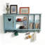 Étagère murale de rangement en bois massif bleu antique avec découpe en forme de cœur